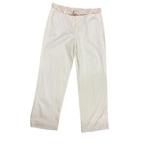 Duck Head White Cream Textured Cotton Pants w/ Belt - Size 12